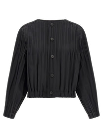 Pleats Please Issey Miyake Black Smooth Coat Coat Black