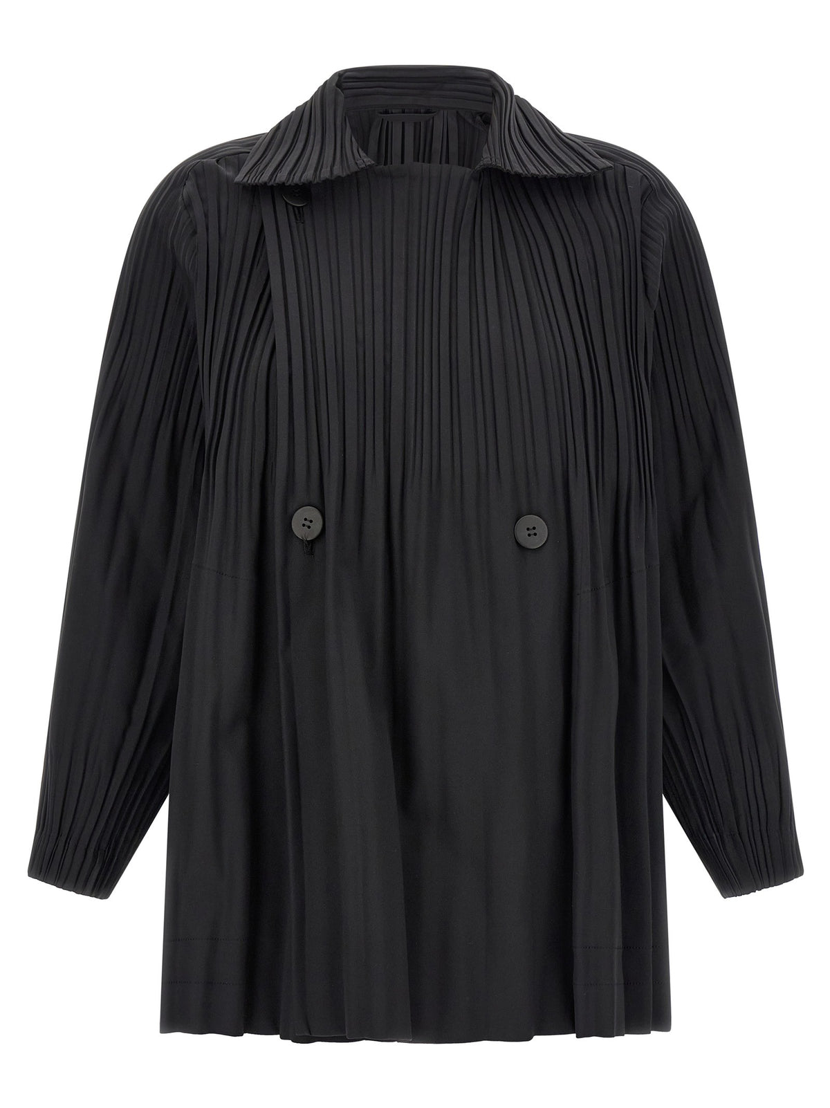 Pleats Please Issey Miyake Line Black Smooth Coat Coat Black