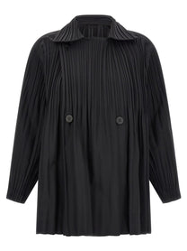 Pleats Please Issey Miyake Line Black Smooth Coat Coat Black