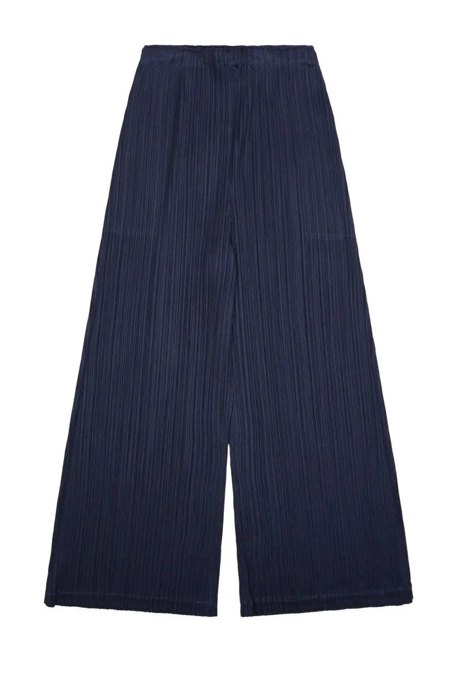 Navy blue pleated wide-leg high waist trousers from pleats please issey miyake with straight-cut legs