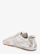 Miu Miu Women's Plume Vintage Silver Leather Sneakers White, view 3