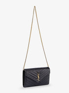 Saint Laurent Women's Cassandre Grain De Poudre Leather Crossbody Bag Clutch Black, view 4