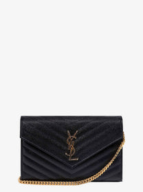 Saint Laurent Women's Pochette Cassandre Grain De Poudre Leather Crossbody Bag Black