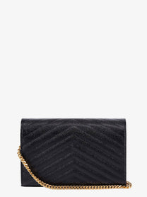 Saint Laurent Women's Pochette Cassandre Grain De Poudre Leather Crossbody Bag Black