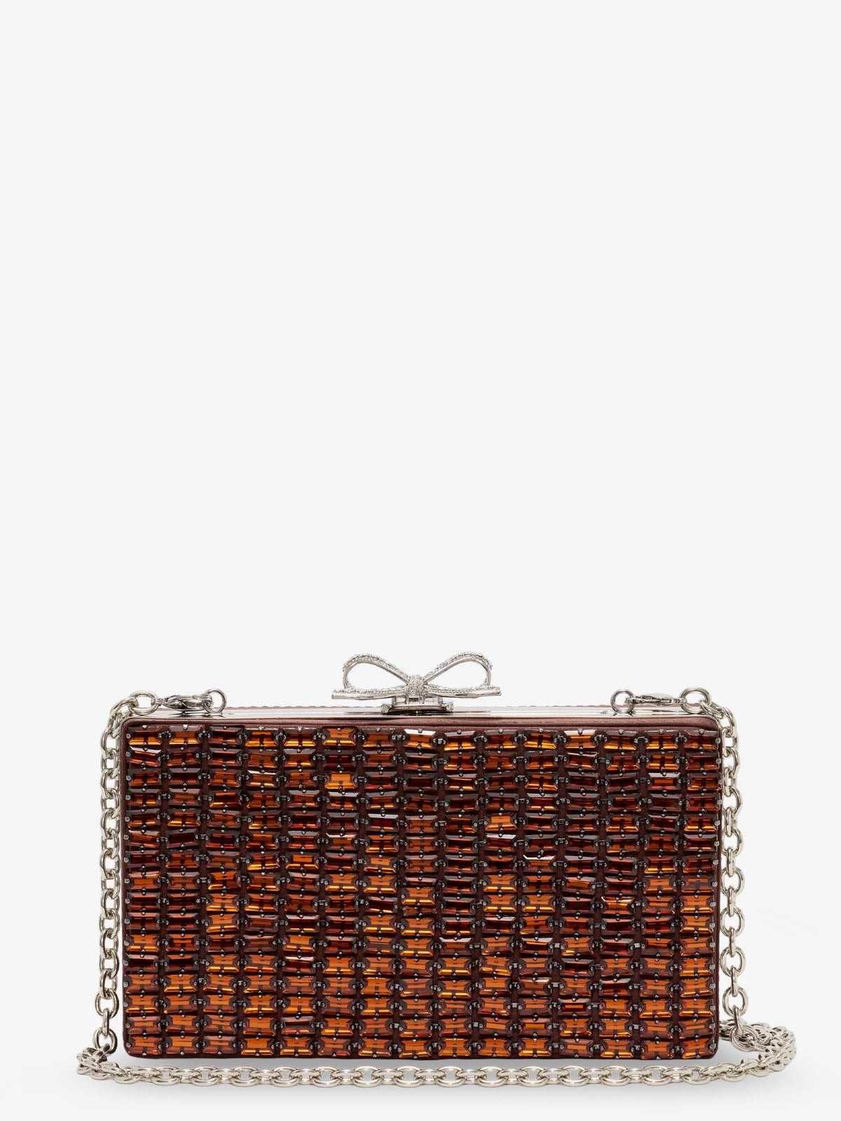 self-portrait Women's Crystal-Embellished Clutch Brown