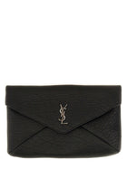 Saint Laurent Men's Envelope Cassandre Large Clutch Black