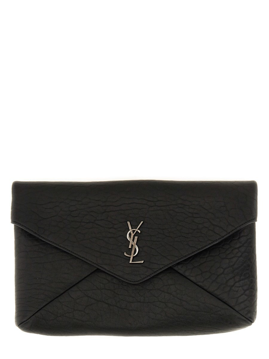Saint Laurent Men's Pochette Envelope Cassandre Large Black