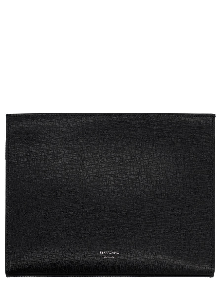 Ferragamo Men's Pochette Gancini Black