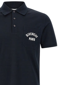 Givenchy Pocket Embroidery Polo Shirt Blue