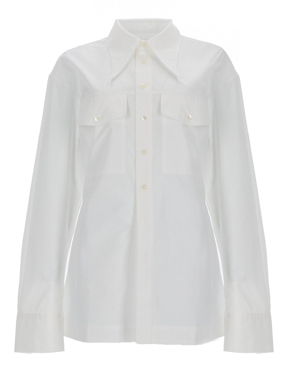 Ami Paris Women's Point Collar Shirt White
