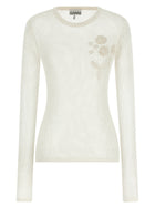 Ganni Pointelle Cotton Sweater White