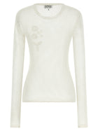 Ganni Pointelle Cotton Sweater White, view 2