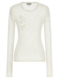 Ganni Pointelle Cotton Sweater White