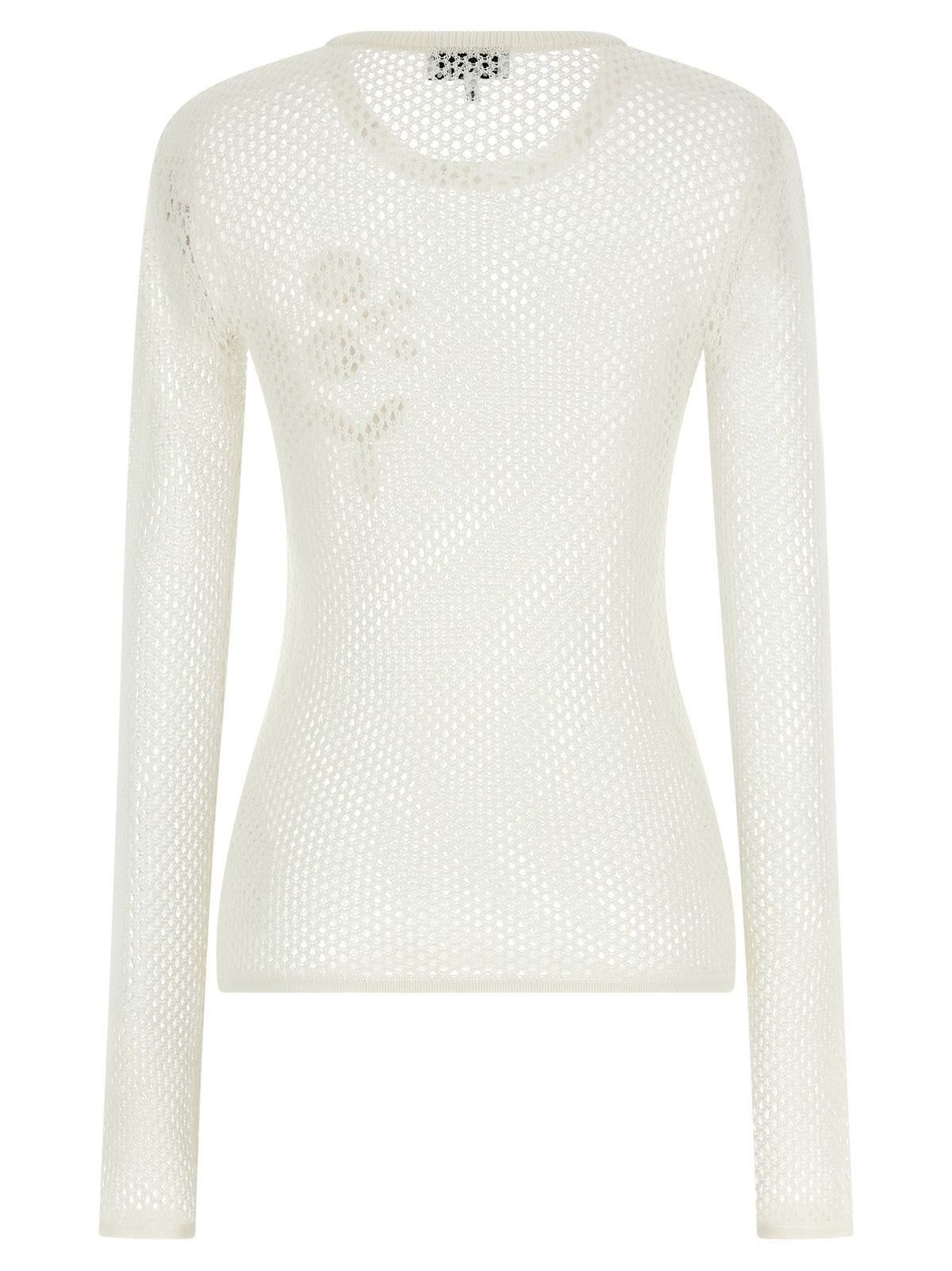 Ganni Pointelle Cotton Sweater White, view 2