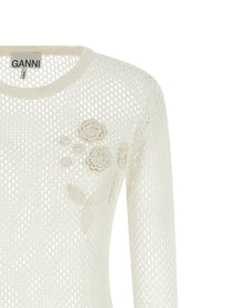 Ganni Pointelle Cotton Sweater White