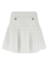 self-portrait Pointelle Knit Mini Skirt White