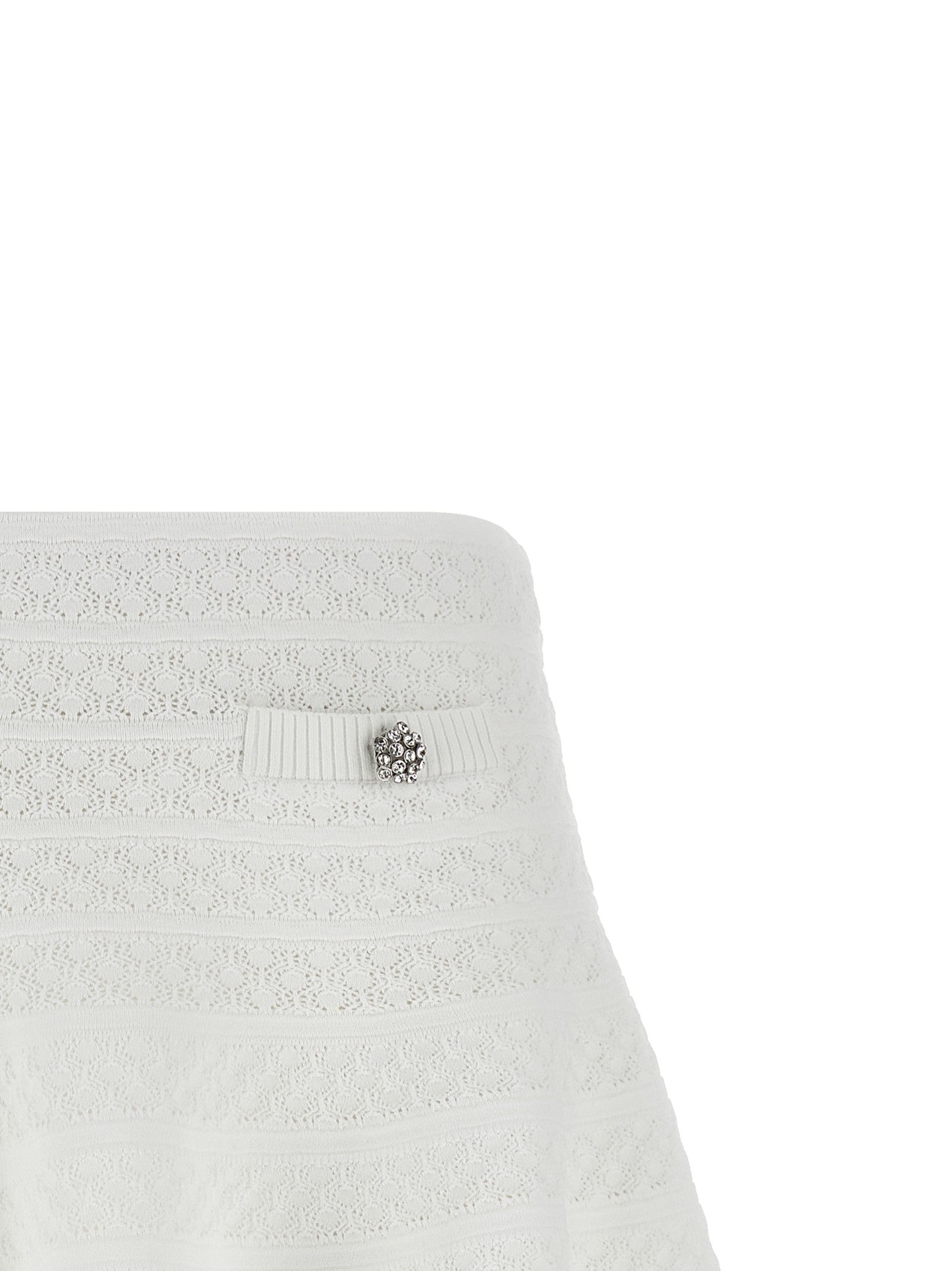 self-portrait Pointelle Knit Mini Skirt White