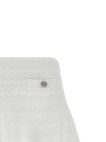 self-portrait Pointelle Knit Mini Skirt White