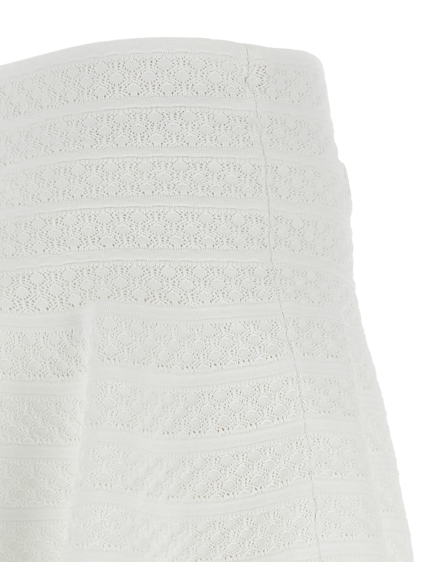 self-portrait Pointelle Knit Mini Skirt White