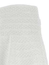 self-portrait Pointelle Knit Mini Skirt White