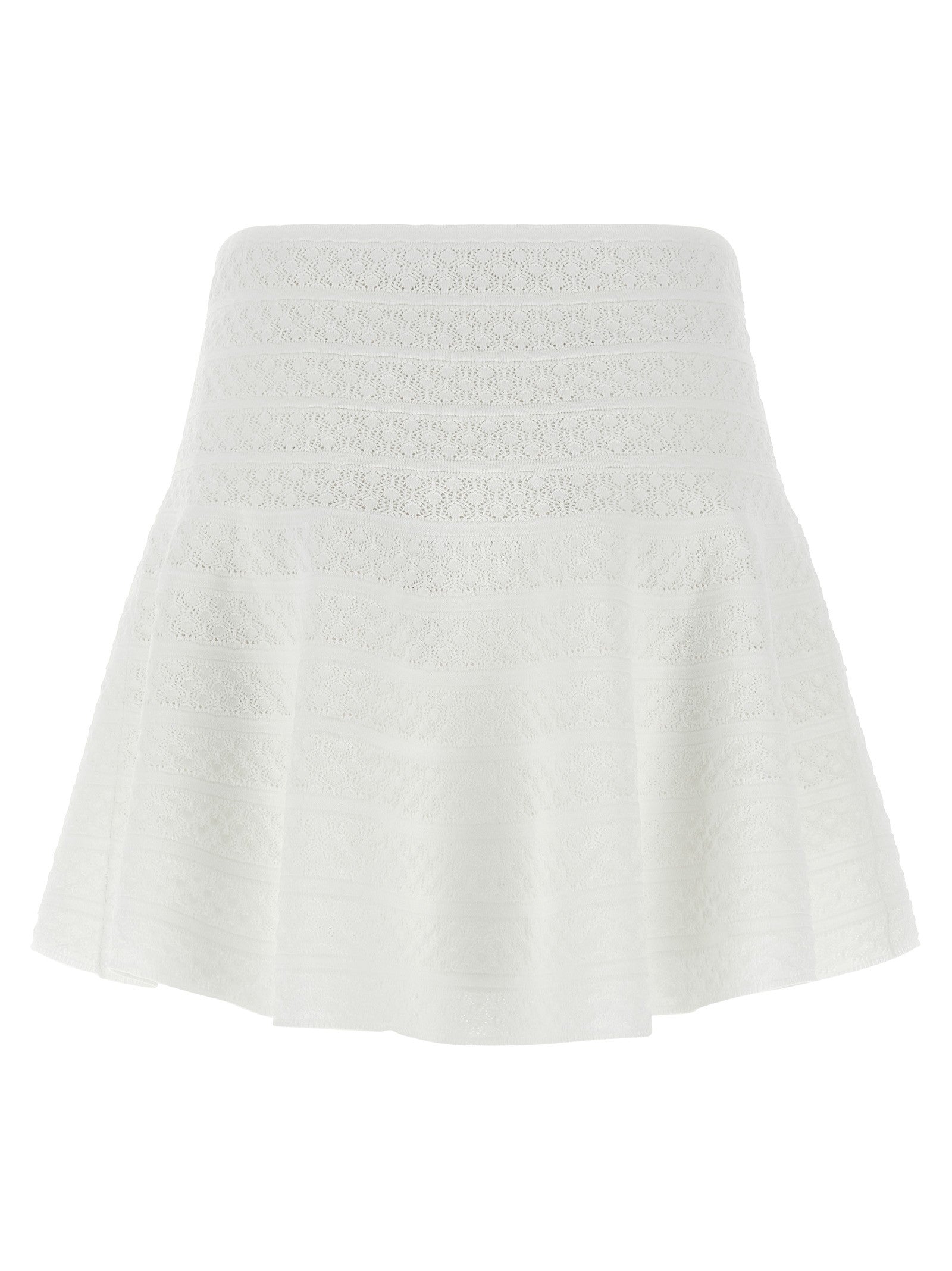 self-portrait Pointelle Knit Mini Skirt White