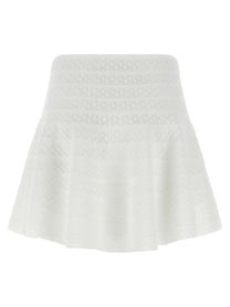 self-portrait Pointelle Knit Mini Skirt White