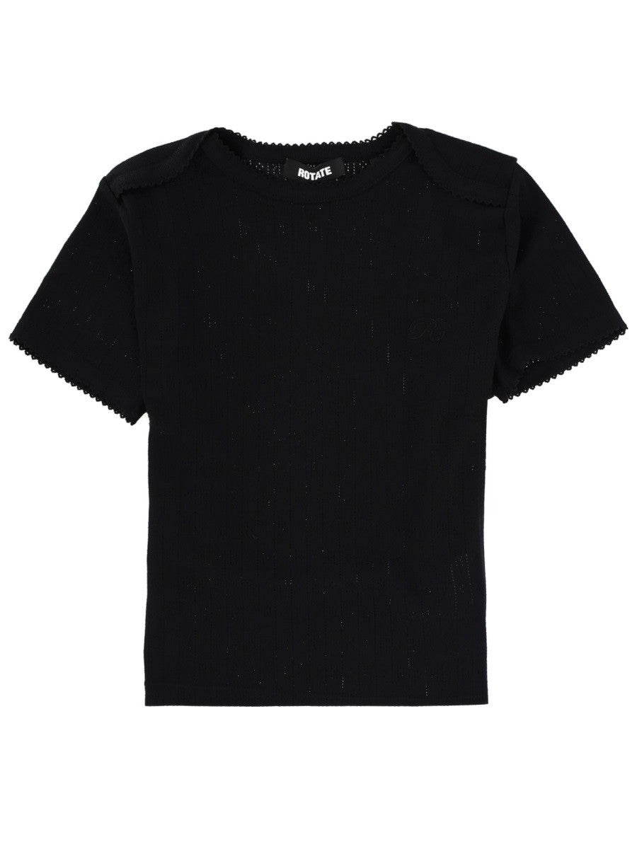 ROTATE Birger Christensen Women's Pointelle Shirt Black