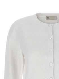 Tory Burch Pointelle Viscose Cardigan White