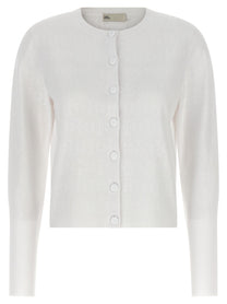 Tory Burch Pointelle Viscose Cardigan White
