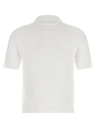 Tory Burch Pointelle Viscose Polo Shirt White, view 2