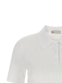 Tory Burch Pointelle Viscose Polo Shirt White