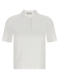 Tory Burch Pointelle Viscose Polo Shirt White