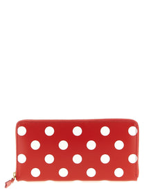 Comme Des Garcons Wallet Pola Dots Printed Wallet Red