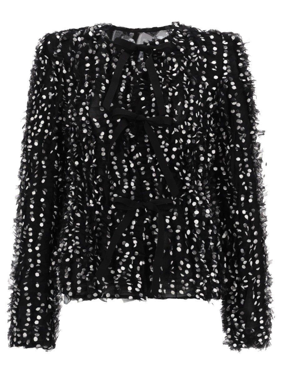 Nina Ricci Women's Polka Dot Embroidered Jacket Black