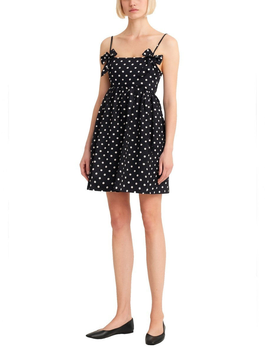 Ganni Women's Polka Dot Mini Dress Black