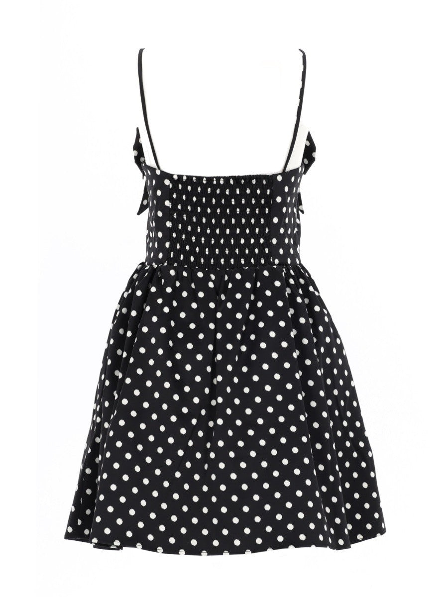 Ganni Women's Polka Dot Mini Dress Black