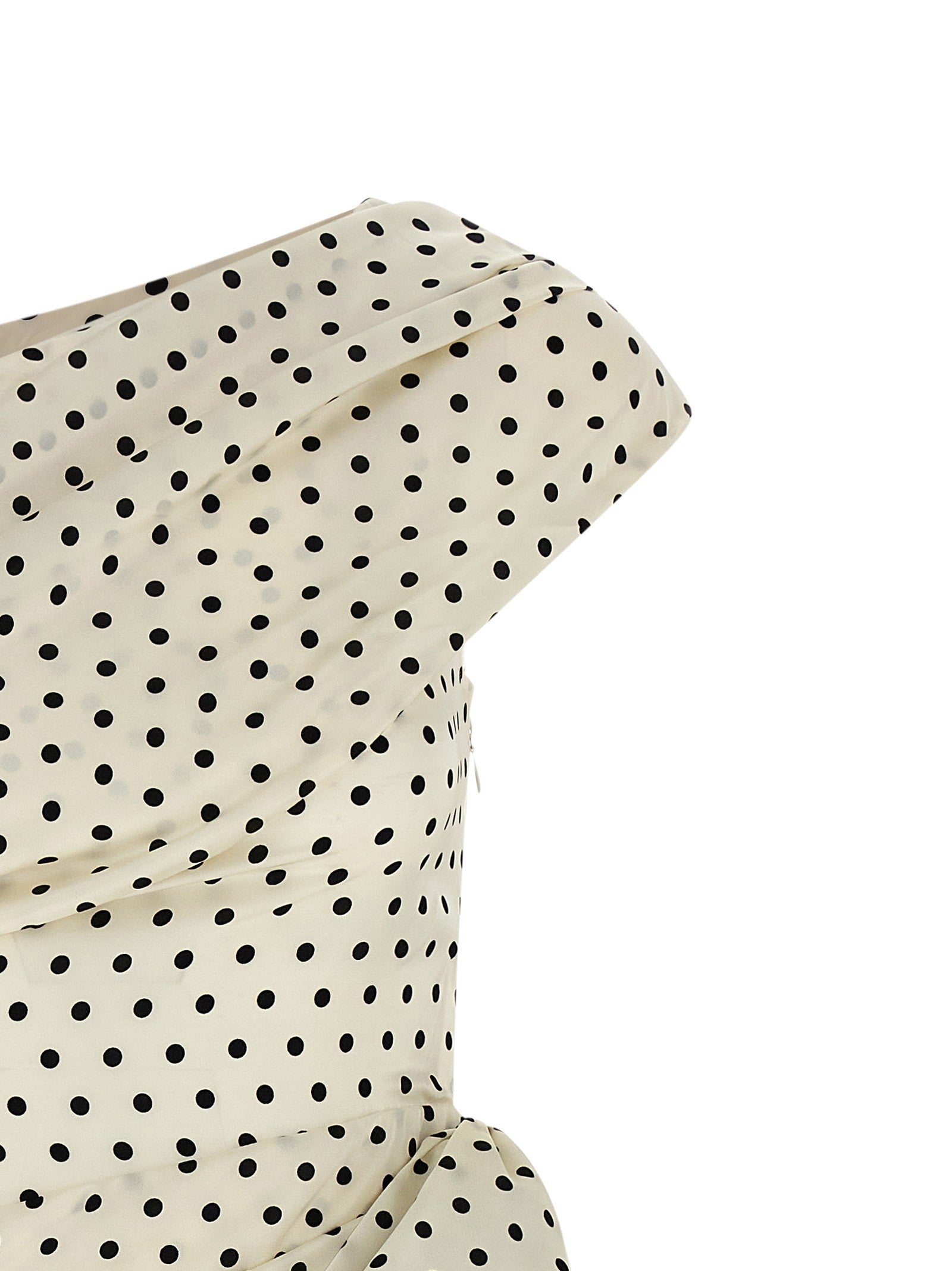 self-portrait Polka Dot Satin Tie Side Mini Dress White