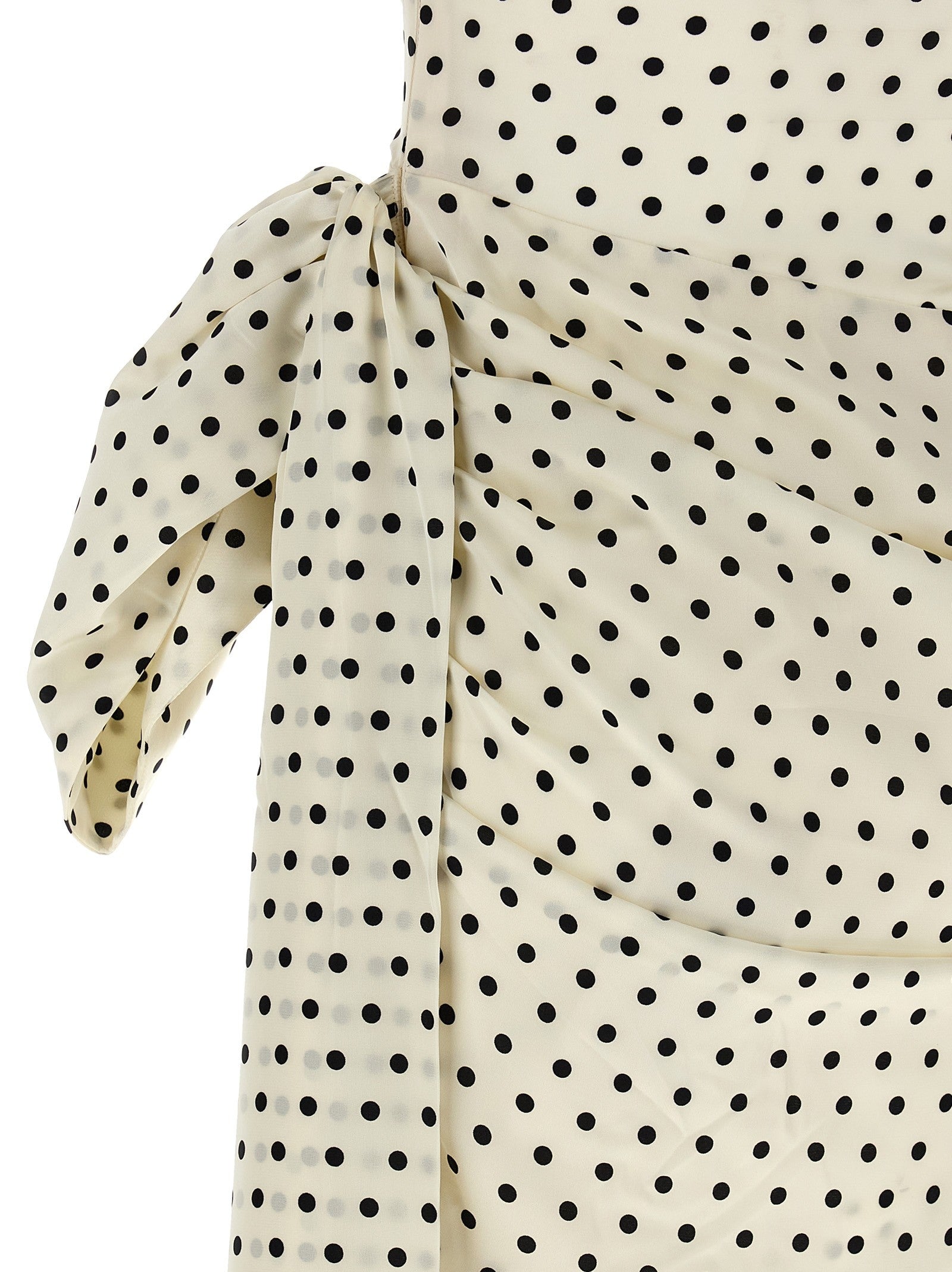 self-portrait Polka Dot Satin Tie Side Mini Dress White
