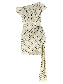 self-portrait Polka Dot Satin Tie Side Mini Dress White