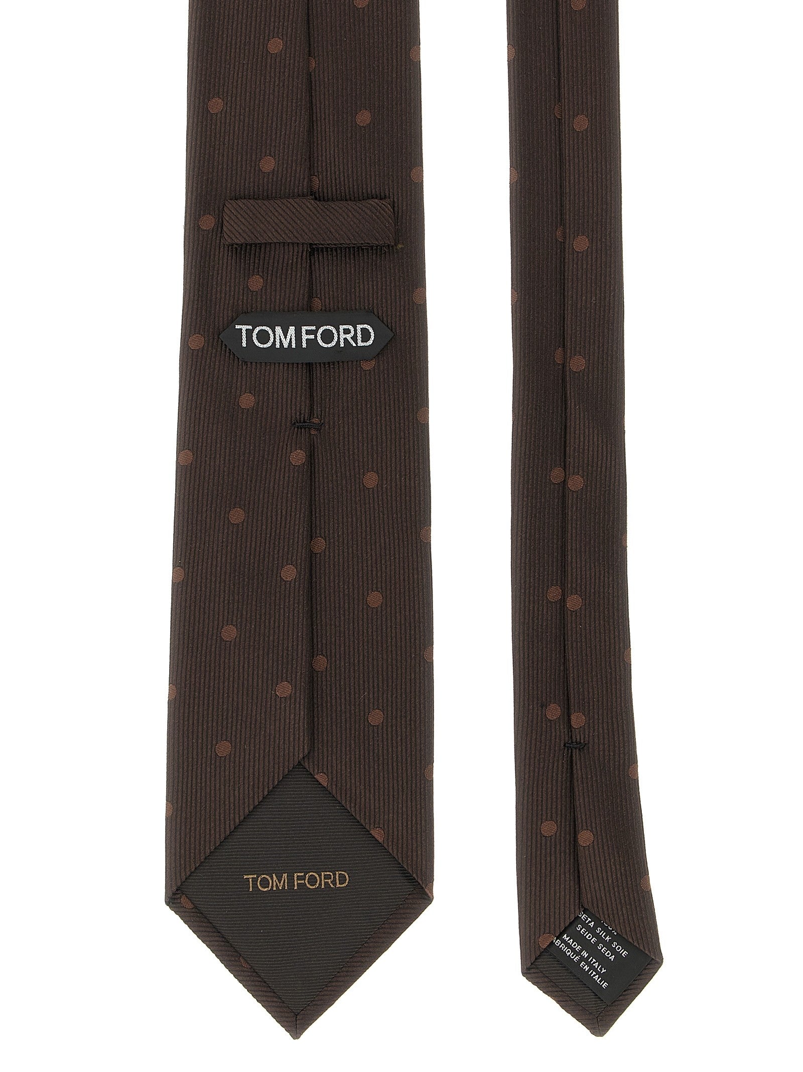 Tom Ford Polka Dot Silk Tie Brown
