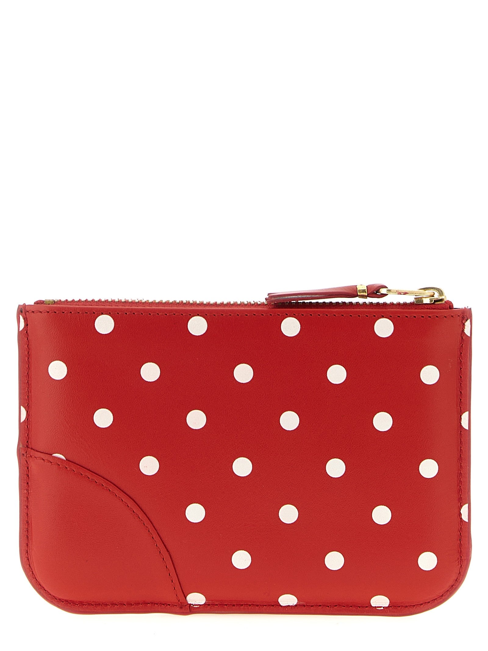 Comme Des Garcons Wallet Polka Dots Printed Card Holder Red