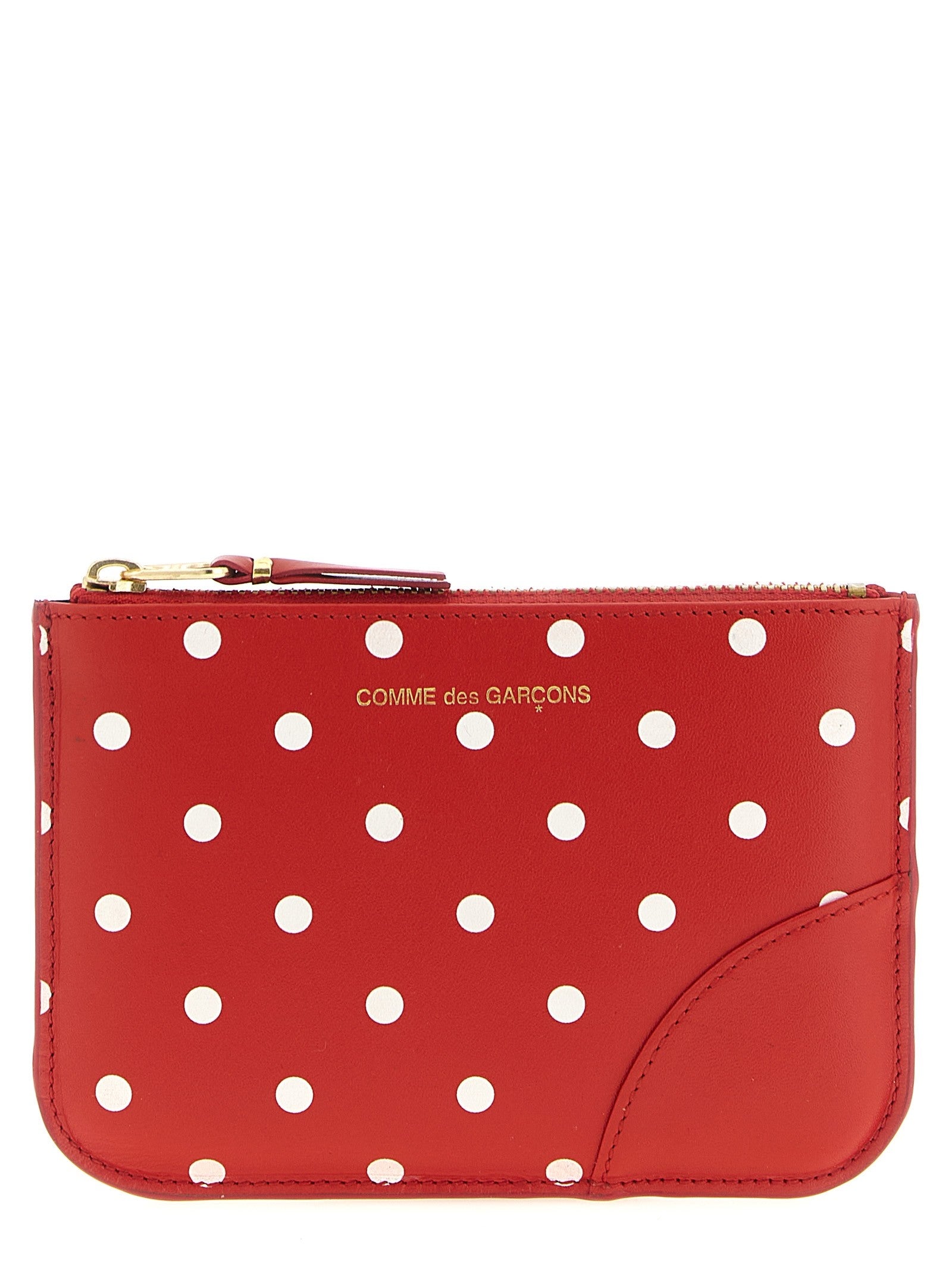 Comme Des Garcons Wallet Polka Dots Printed Card Holder Red
