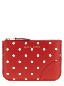 Comme Des Garcons Wallet Polka Dots Printed Card Holder Red