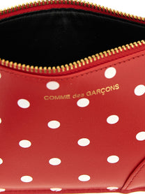 Comme Des Garcons Wallet Polka Dots Printed Card Holder Red
