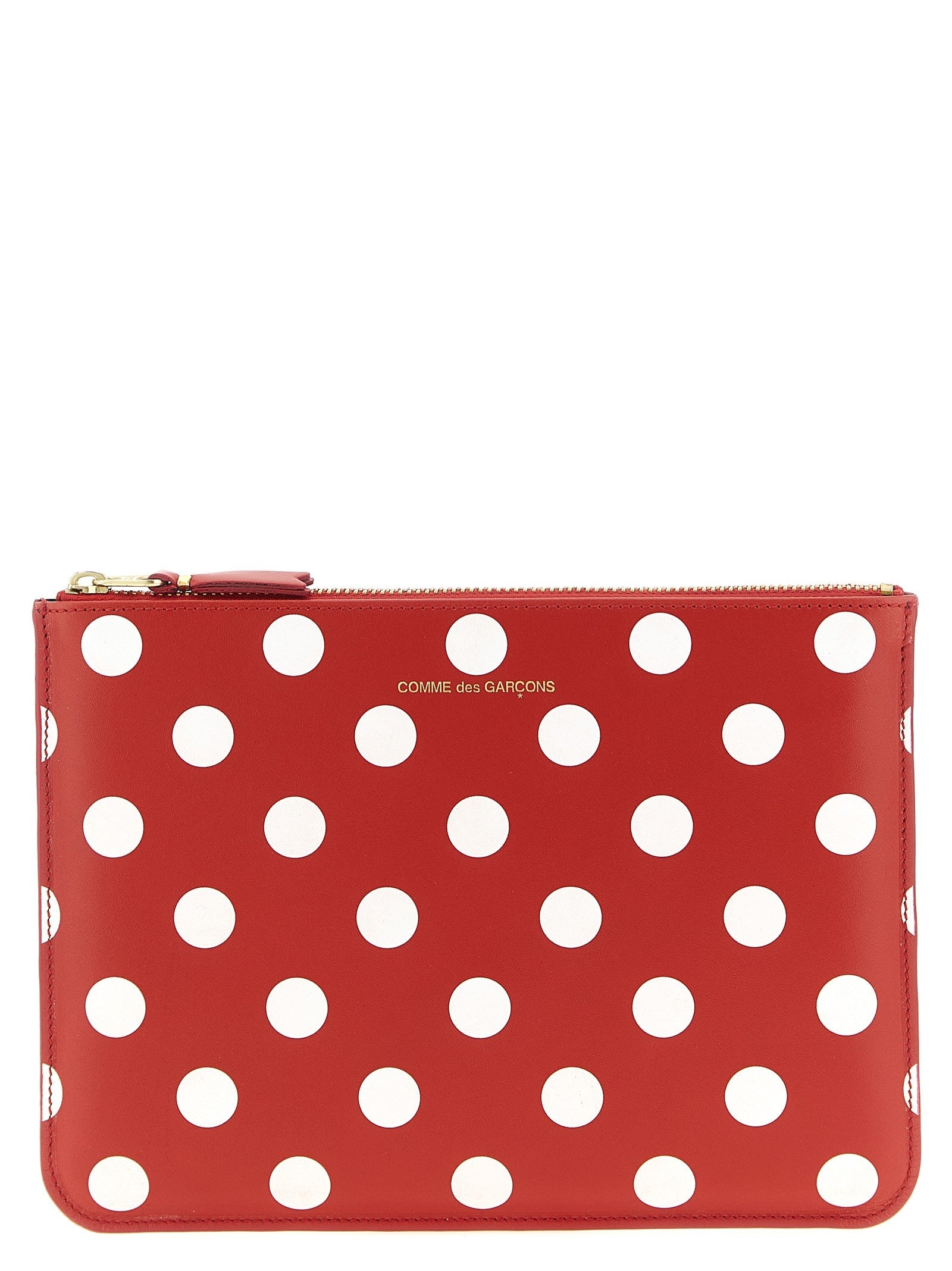 Comme Des Garcons Wallet Polka Dots Printed Wallet Red