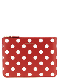 Comme Des Garcons Wallet Polka Dots Printed Wallet Red