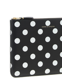 Comme Des Garcons Wallet Polka Dots Printed Wallet White