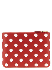 Comme Des Garcons Wallet Polka Dots Printed Wallet Red