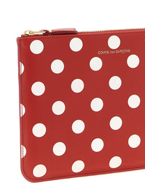 Comme Des Garcons Wallet Polka Dots Printed Wallet Red