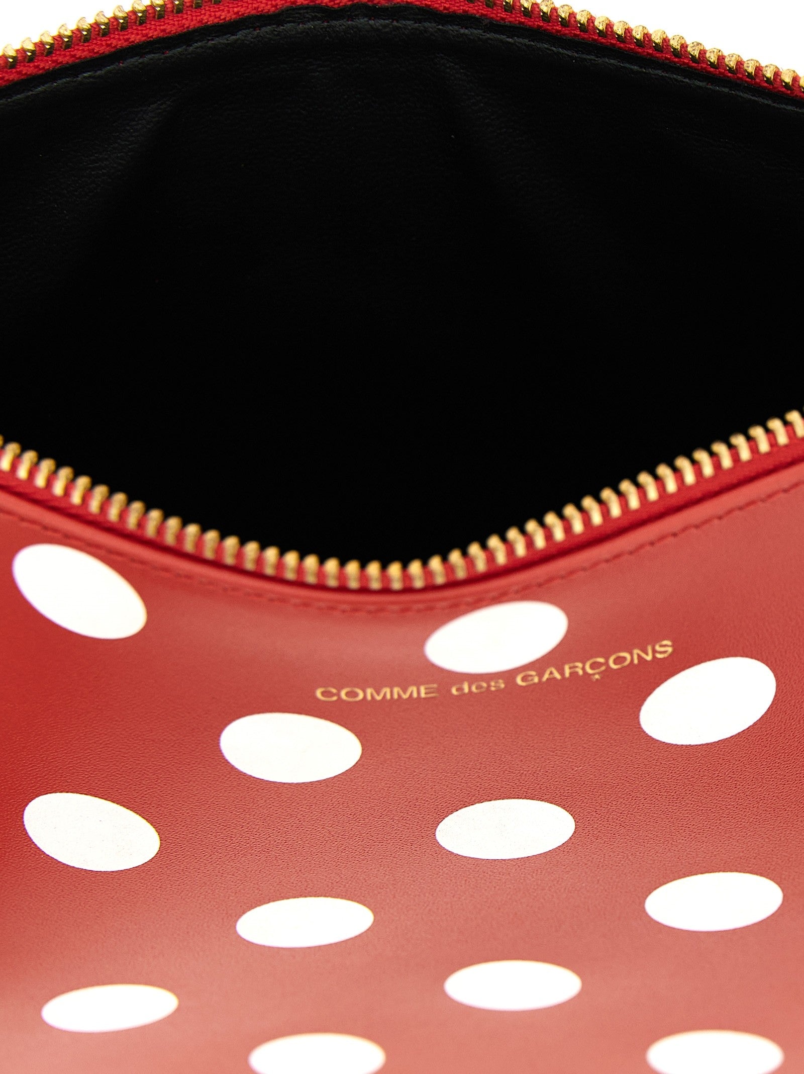 Comme Des Garcons Wallet Polka Dots Printed Wallet Red